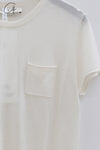SWAYING 24 Early Autumn Silk Round Neck Short Sleeve Top T-shirt SW-SW24PF1T21-BAI White 820682343252
